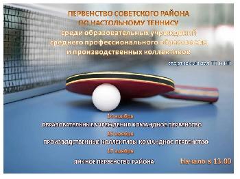 Первенство Советского района по настольному теннису